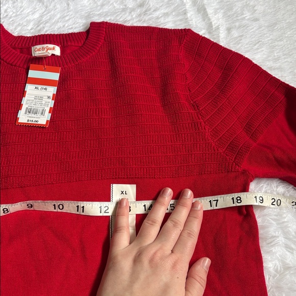 NWT Cat & Jack Red Long Sleeve Sweater Youth Boys In Size XL 14 - Picture 6 of 10